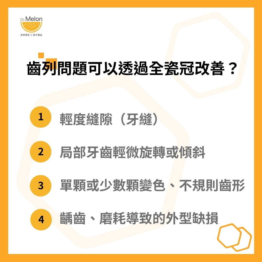 齒列問題可以透過全瓷冠改善